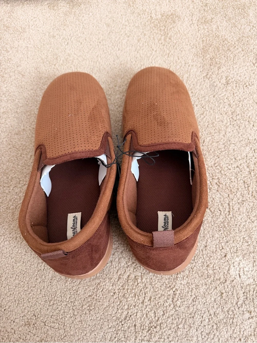 dearfoams Men's Brown Perforated Slip-On Loafers